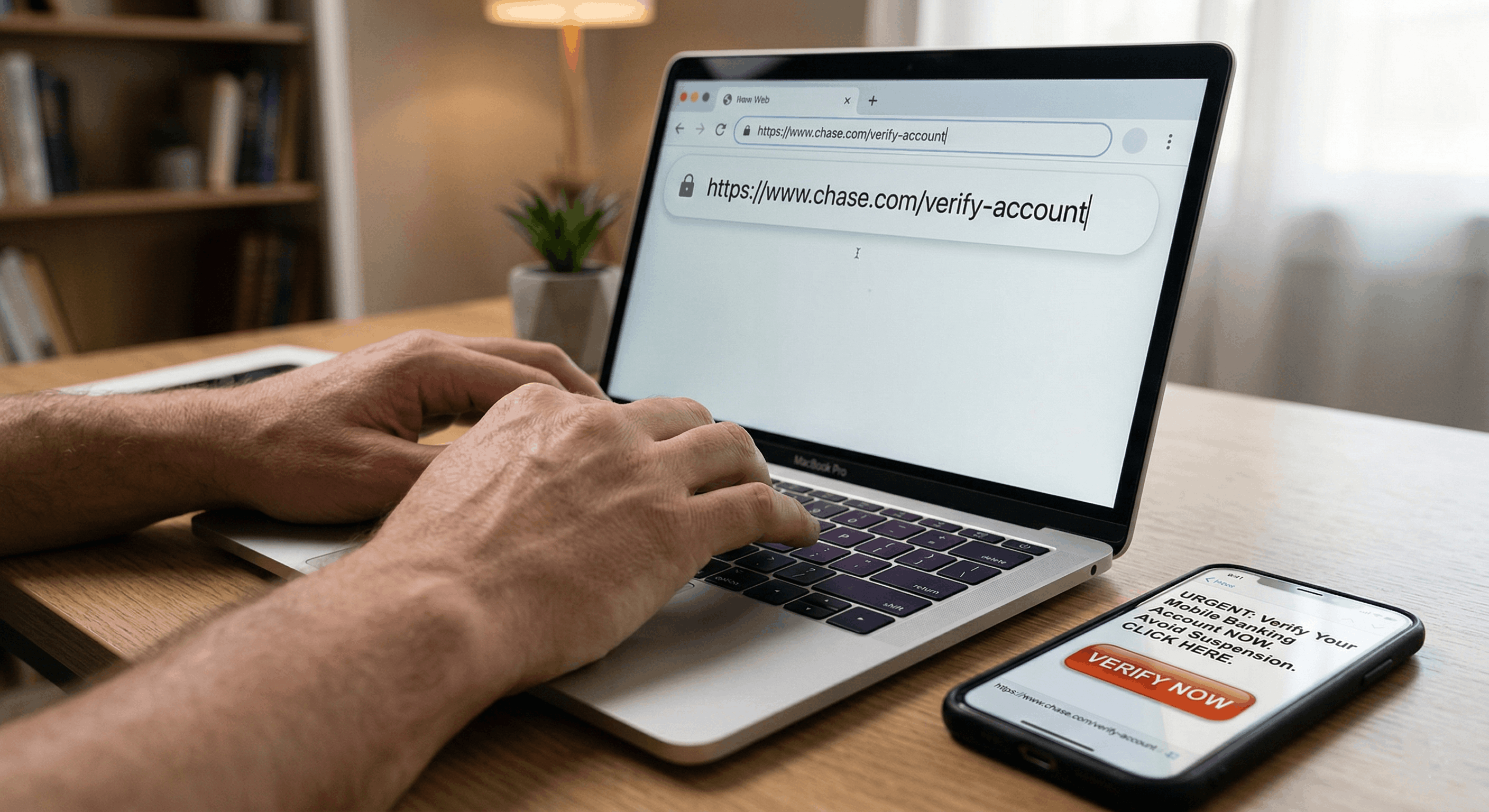 Manually typing a website address to verify an account instead of relying on an image